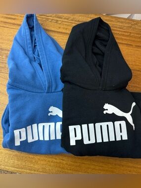 PUMA Little Kids' Hoodie Blue & Black Size XS (5/6)